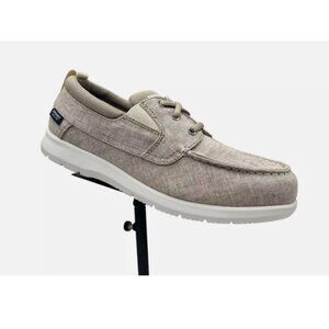 Sperry Men's Boat Casual Shoes Size 9.5 Beige/Khaki Chambray Upper Slip-on Style
